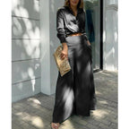 Women's Elegant Two-Piece Set with Crop Top and Palazzo Pants
