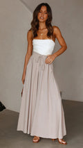 Women's Maxi Skirt with Elastic Waistband and Side Pockets