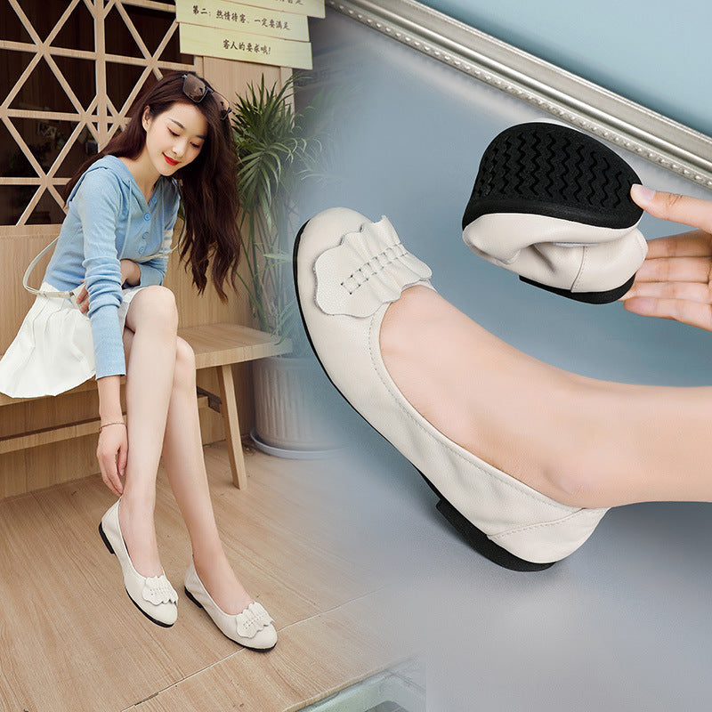 Women's Ballet Flats with Decorative Bow Accent and Non-Slip Sole