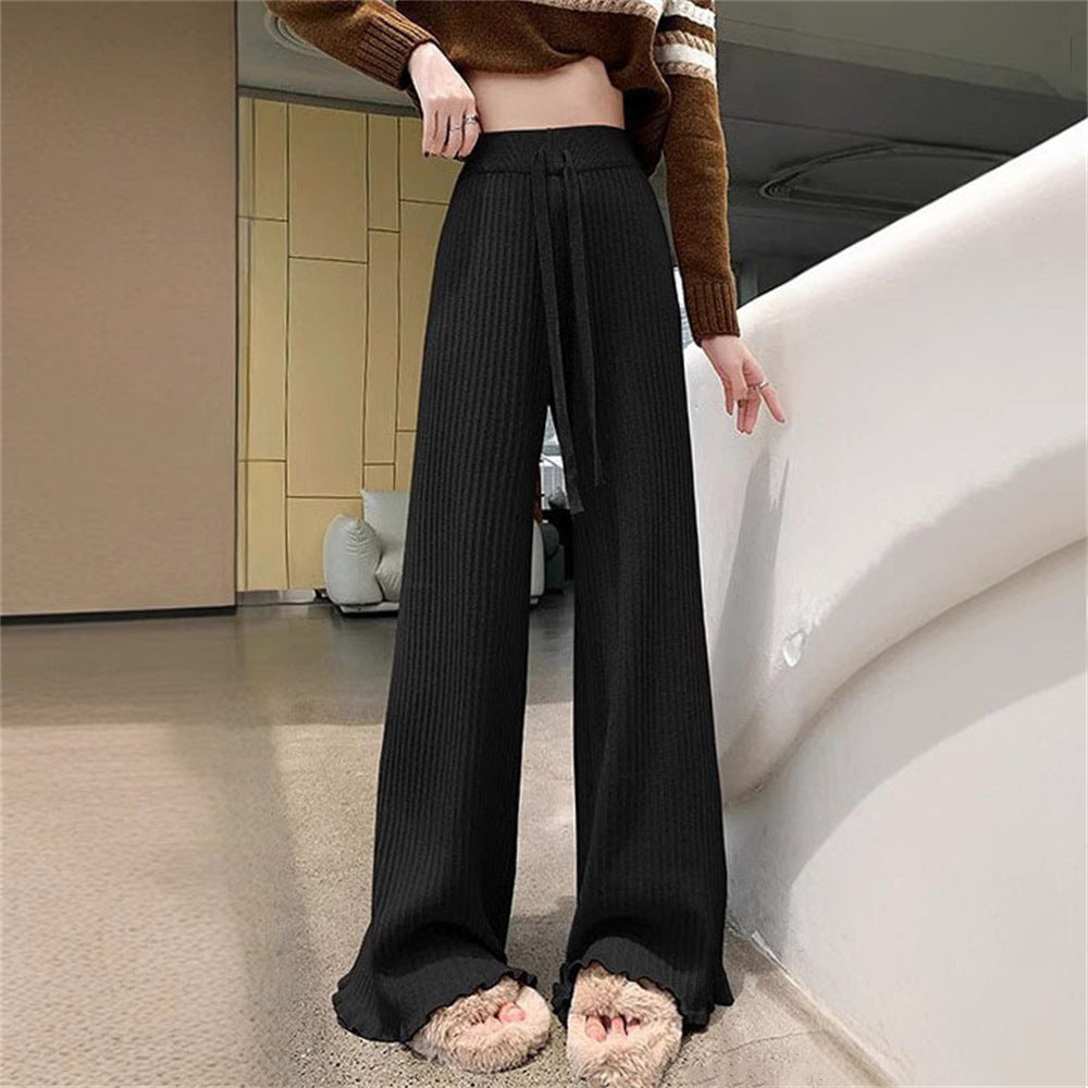 Women's Flowing Knit Pants with Soft Material and Elegant Hem