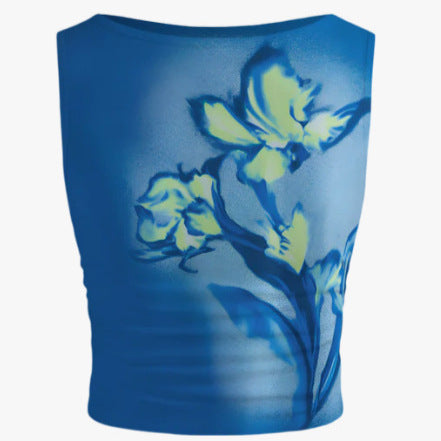Women's Sleeveless Floral Crop Top