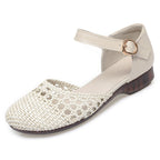 Women's Ballet Flats with Braided Pattern and Adjustable Strap
