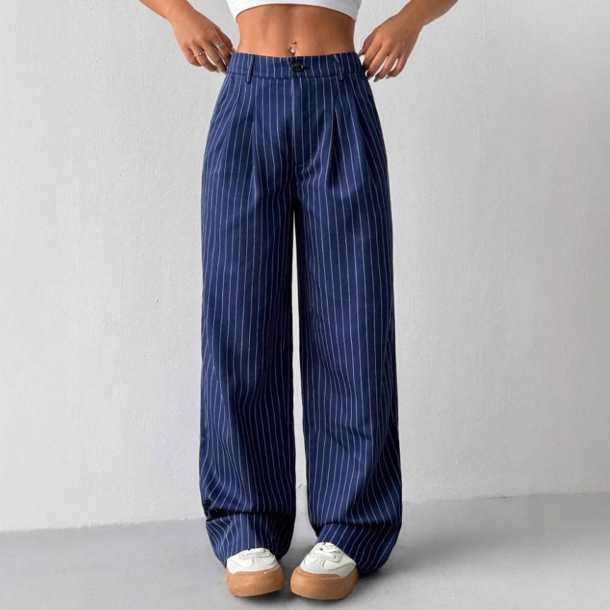 Women's Elegant Wide-Leg Striped Trousers