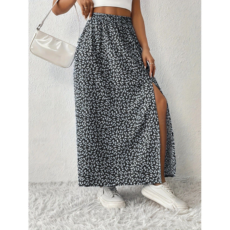 Women's Floral Maxi Skirt with Side Slit
