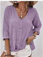 Women's Lightweight Viscose Blouse with Button Placket