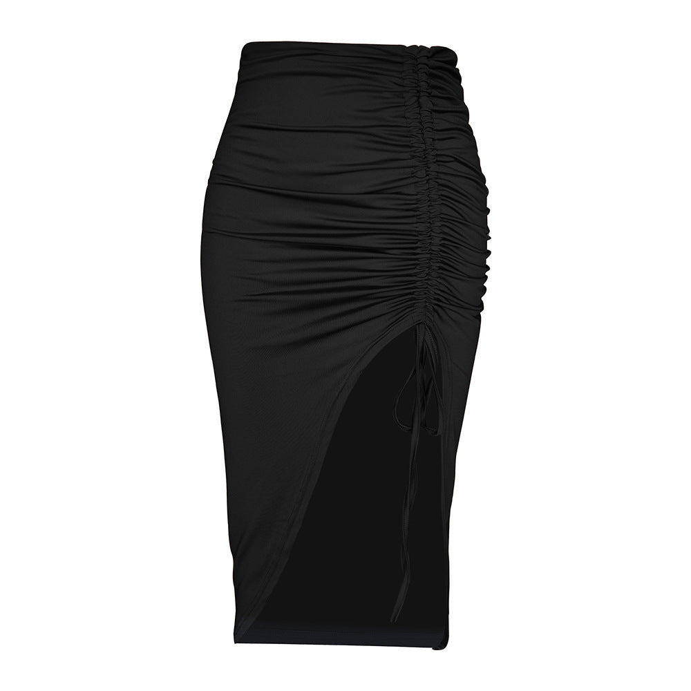 Women's Maxi Skirt with High Slit and Ruffle Design