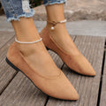 Women's V-Neck Suede-Look Ballet Flats