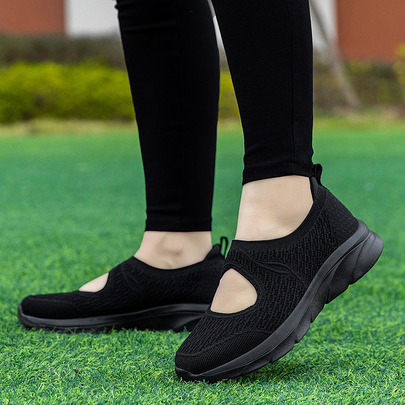 Breathable Women's Slip-On Sneakers with Elastic Upper and Cushioned Sole