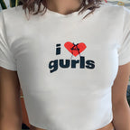 Women's Lips Print Crop T-Shirt