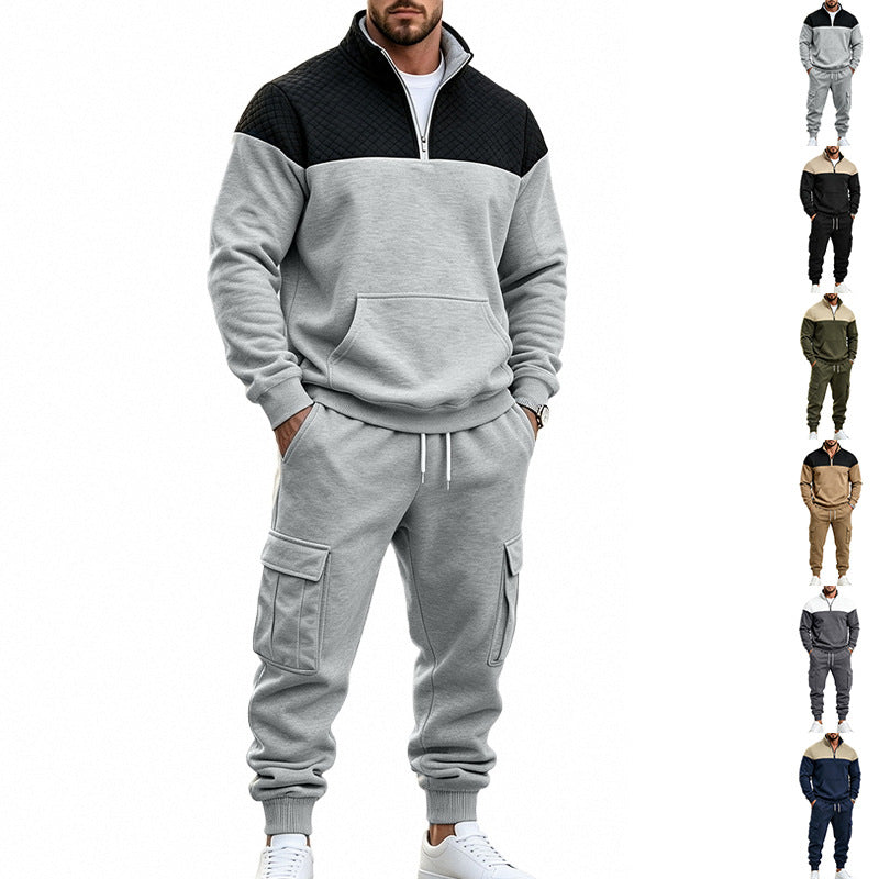 Men's Leisure Training Suit with Quilted Details