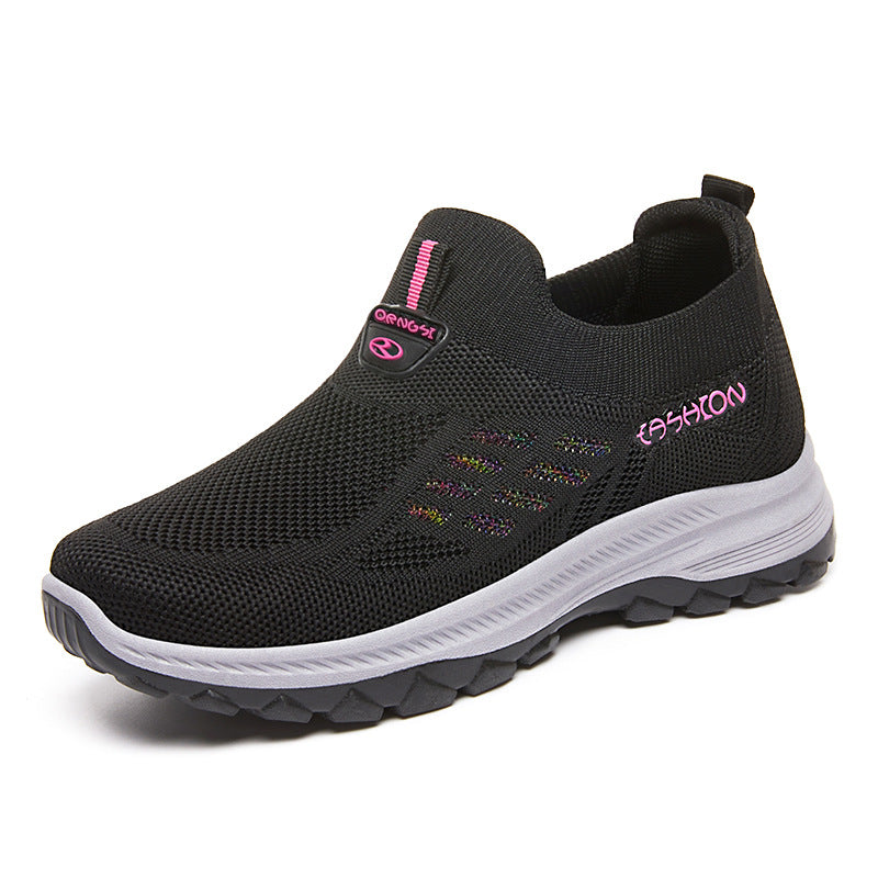Women's Breathable Sneakers with Non-Slip Sole and Elastic Slip-On