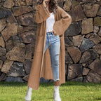 Women's Large Knit Coat with Pockets and Dropped Shoulders