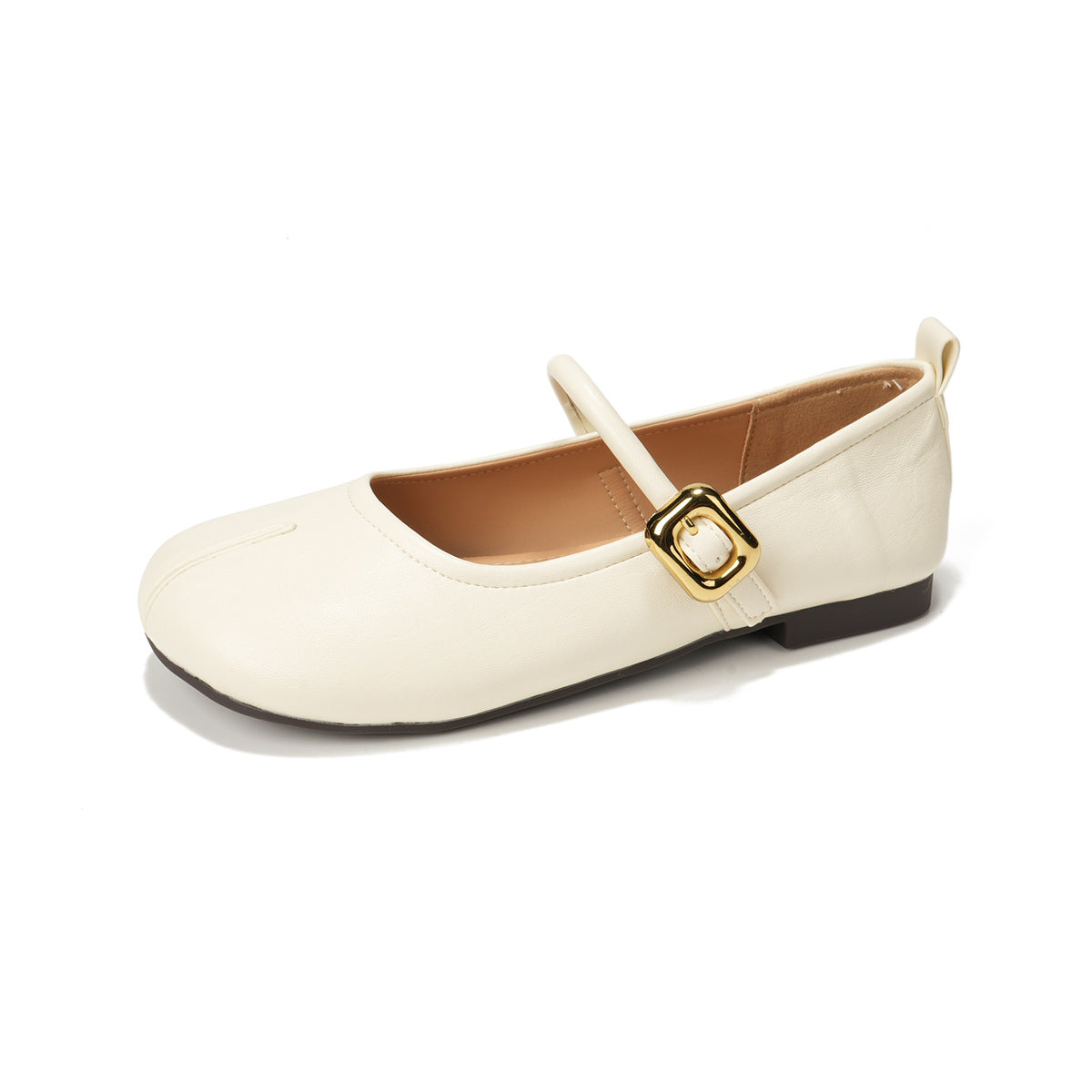 Women's Ballet Flats with Strap and Buckle Detail