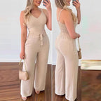Women's Wide-Leg Jumpsuit with Sash