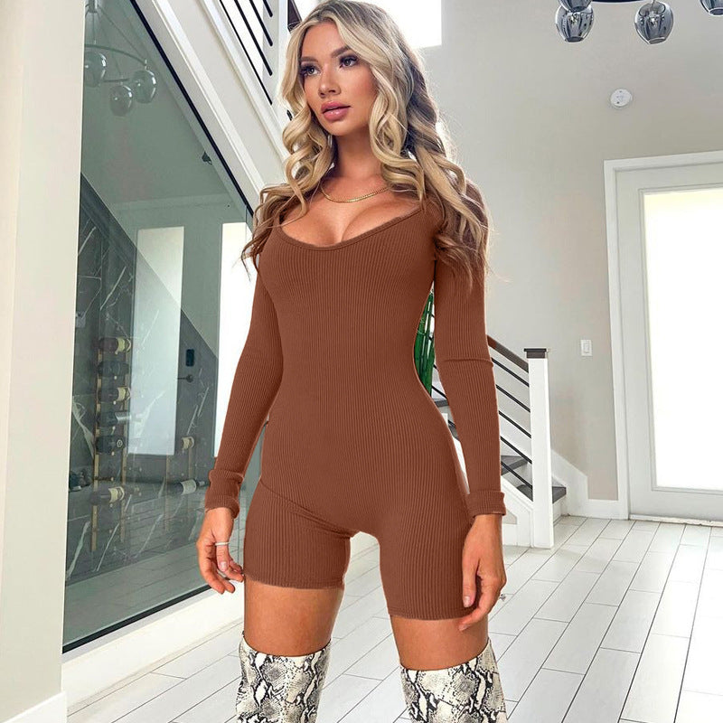 Women's Long-Sleeve Bodysuit with Square Neckline
