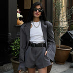 Women's Fashionable Blazer and Shorts Combination
