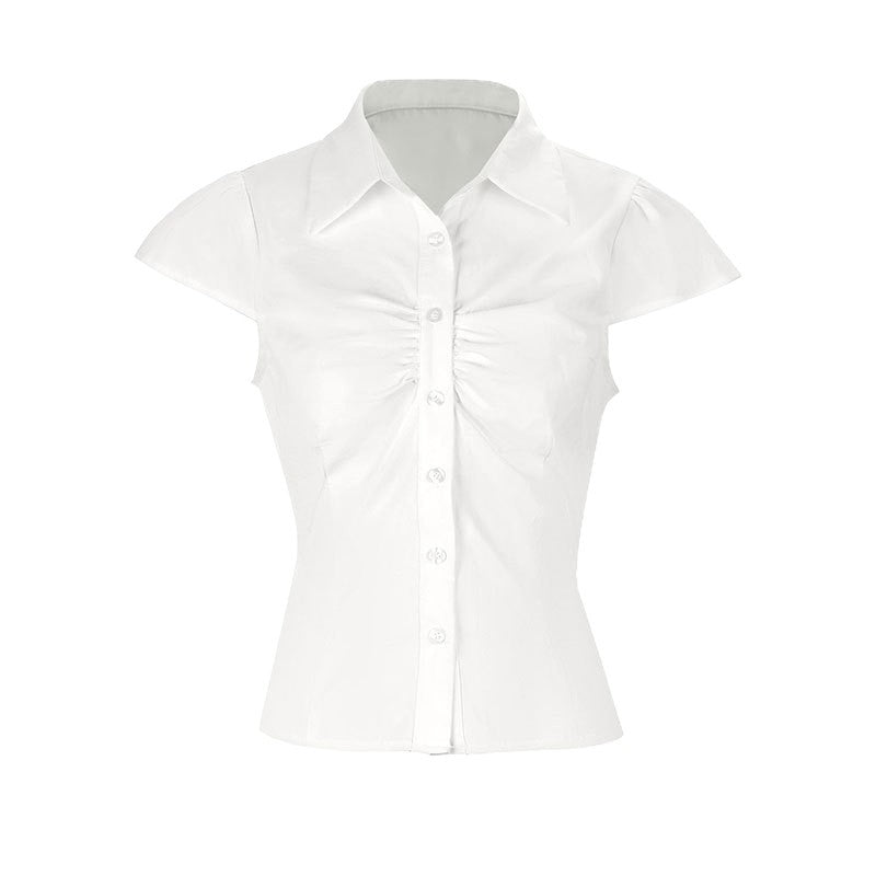 Elegant Women's Blouse with Ruching and Chic Collar