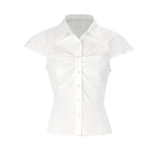 Elegant Women's Blouse with Ruching and Chic Collar