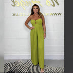 Elegant Jumpsuit with Deep Neckline and Pleated Details