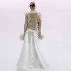 Women's Elegant Blouse with Feathers