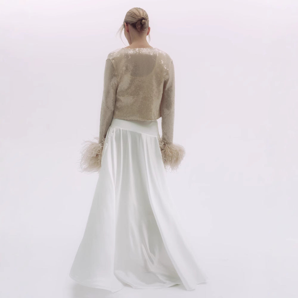 Women's Elegant Blouse with Feathers