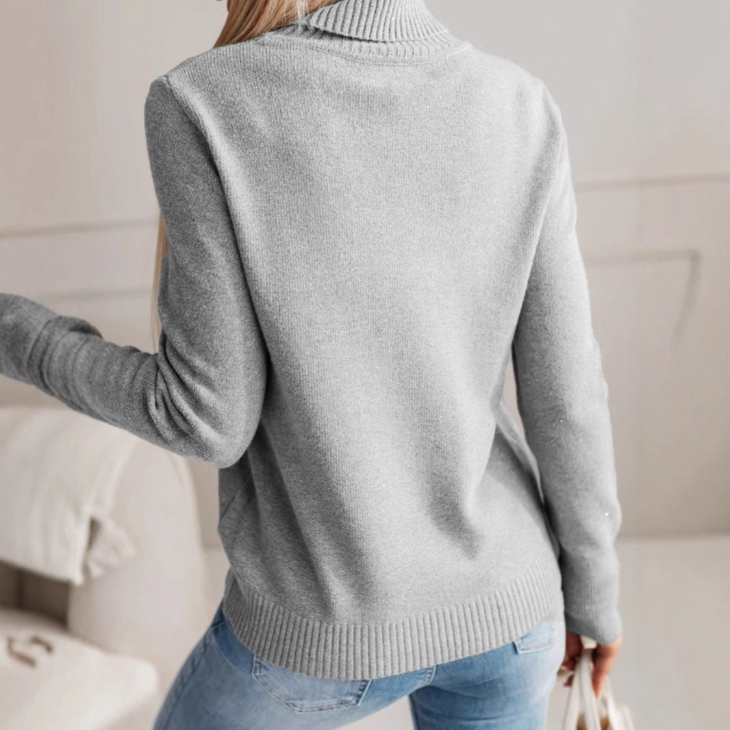 Elegant Turtleneck Sweater with Button Details
