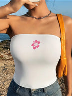 Women's Bandeau Top with Bold Statement Print