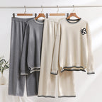 Casual Knit Loungewear Set with Contrast Details