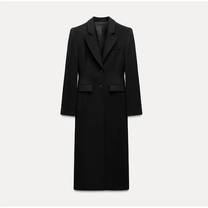 Women's Elegant Long Blazer with Slim Silhouette and Classic Details