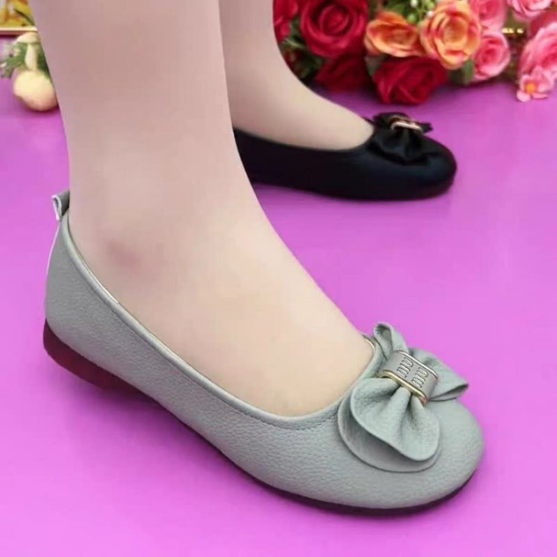Women's Ballet Flats with Elegant Bow Ornamentation and Comfortable Footbed