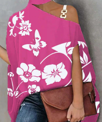 Women's Asymmetrical Floral Top