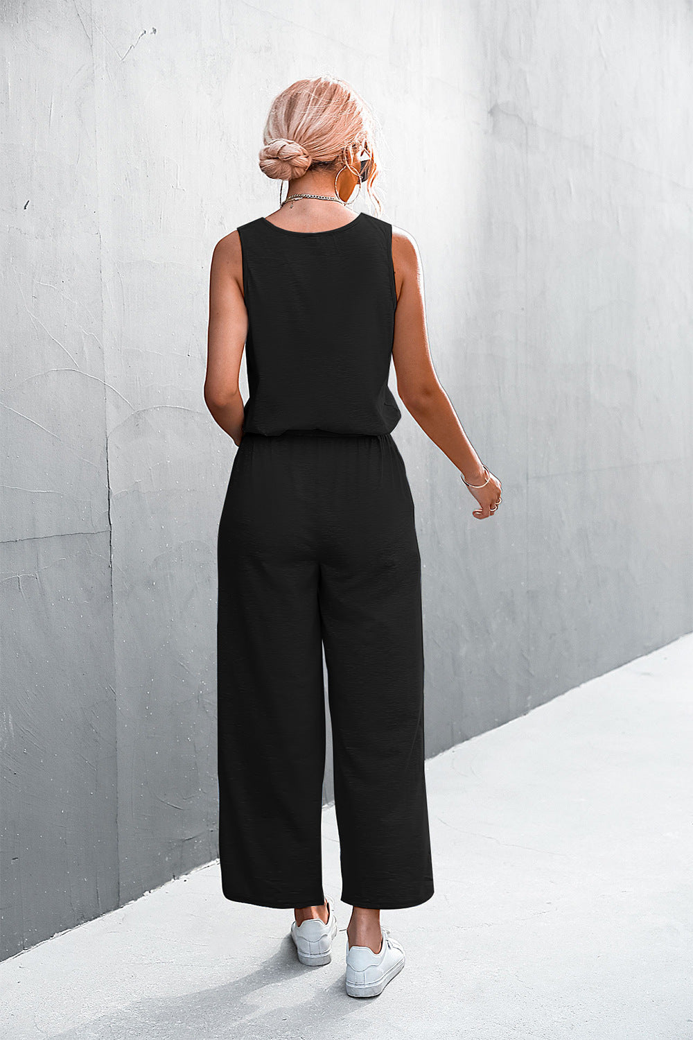 Women's Airy Wide-Leg Jumpsuit with Elastic Waist