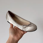 Women's Ballet Flats with Bow Accent and Satin Finish
