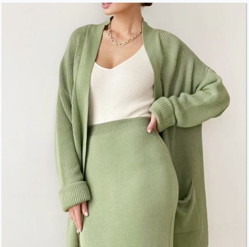Elegant Knit Set with Back Slits