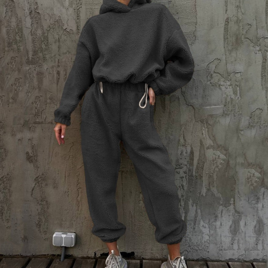 Women's Cozy Suit with Elastic Waistband and Hood