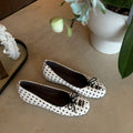 Women's Ballet Flats with Charming Polka Dot Pattern and Dainty Bow Detail