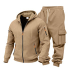 Men's Functional Cargo Sweatset with Hoodie and Multi-Pocket Jogger
