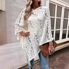Elegant Poncho with Decorative Crochet Pattern