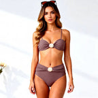 Women's Bandeau Bikini with Elegant Shell Details