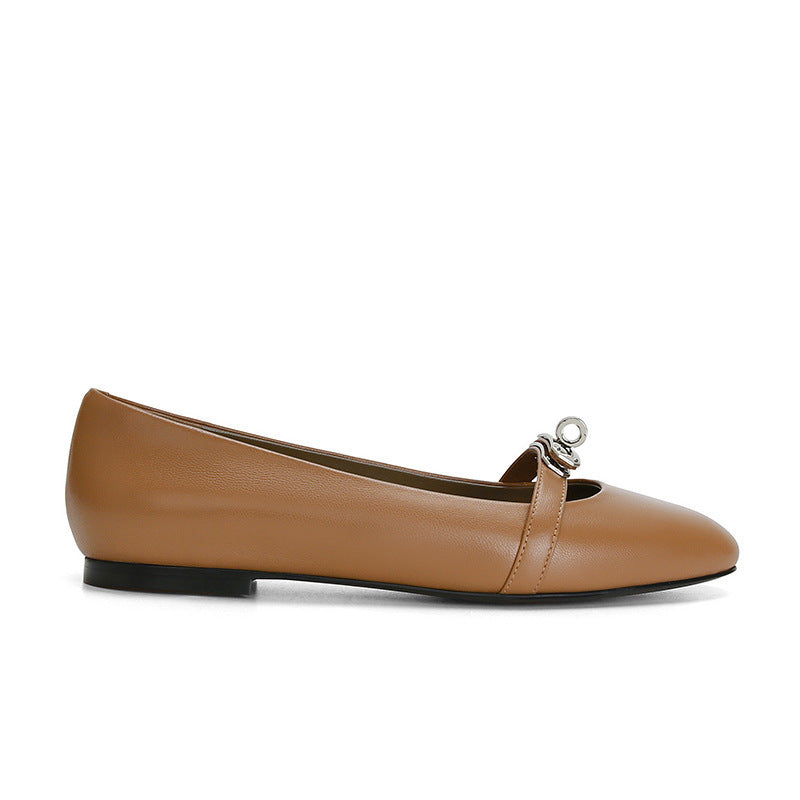 Women's Ballet Flats with Strap and Shimmer Accent