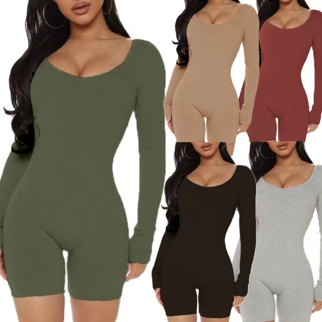Women's Long Sleeve Ribbed Jumpsuit
