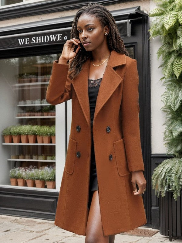 Women's Modern Double-Breasted Wool Coat