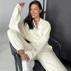 Women's Cropped Thermo-Fleece Set with Half-Zip