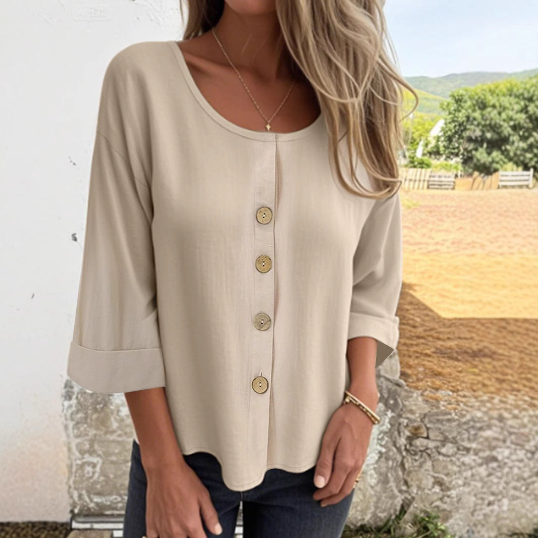 Women's Elegant and Casual Blouse with Button Detail