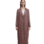 Women's Elegant Plaid Coat with Double-Breasted Button Closure and Casual Fit