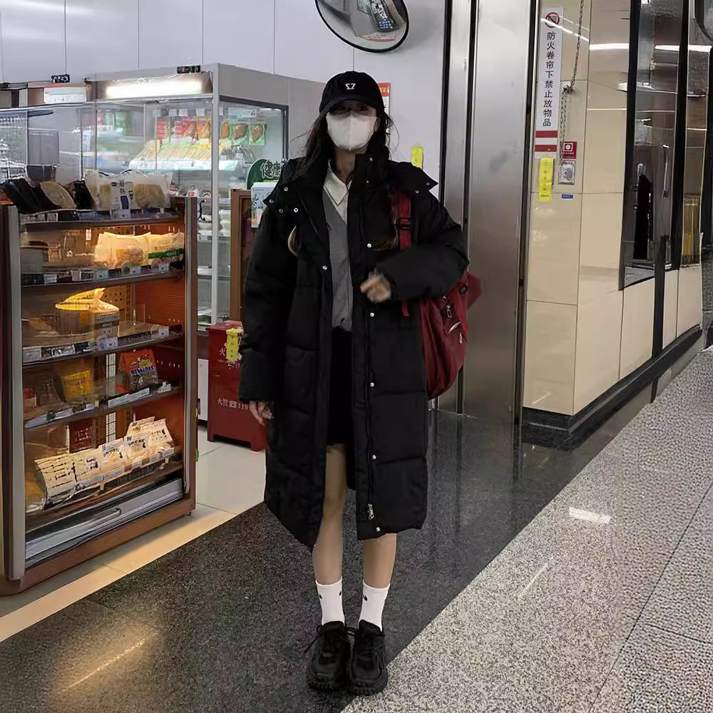 Women's Long Quilted Coat with Practical Pockets