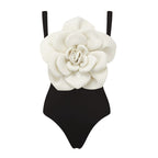 Women's Swimsuit with Floral Volume and Matching Wrap Skirt