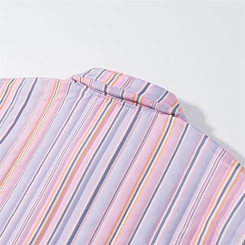 Women's Quilted Cardigan with Fashionable Stripe Pattern