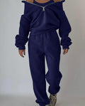 Women's Casual Oversized Hoodie and Jogger Set with Practical Zipper