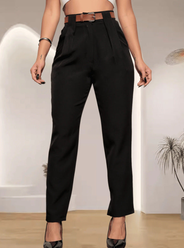 Elegant High-Waisted Pants with Pleat Details